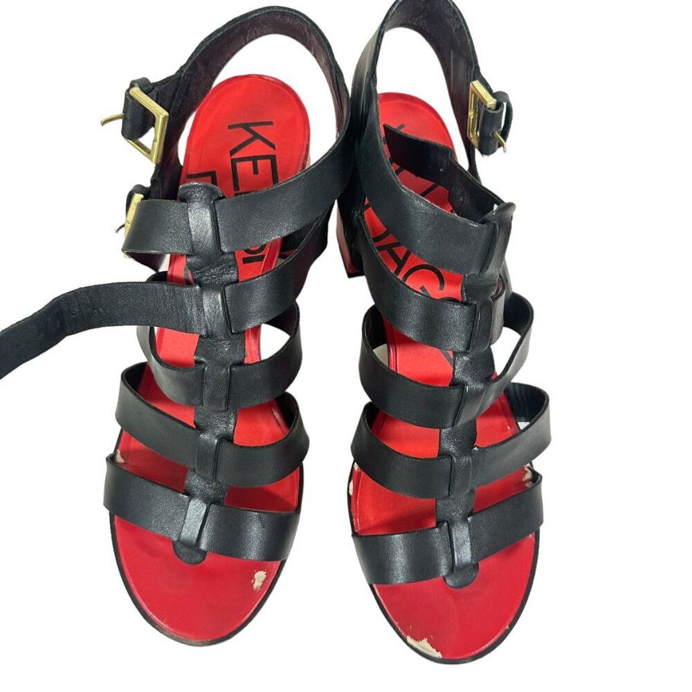Killer Red soles, chunky heels and black straps sandals by brand Kelsi Dagger - Picture 8 of 8